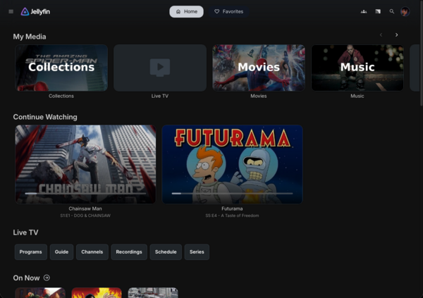 Jellyfin's Home page