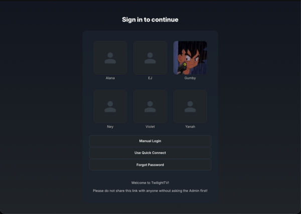 Jellyfin Login Screen Jellyfin Login Screen