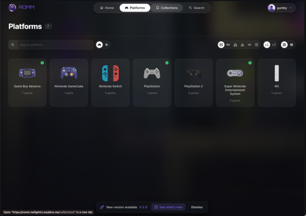 Browsing a platform's game library Browsing a platform's game library