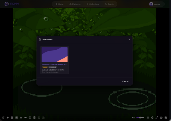 Save state menu in the emulator Save state menu in the emulator
