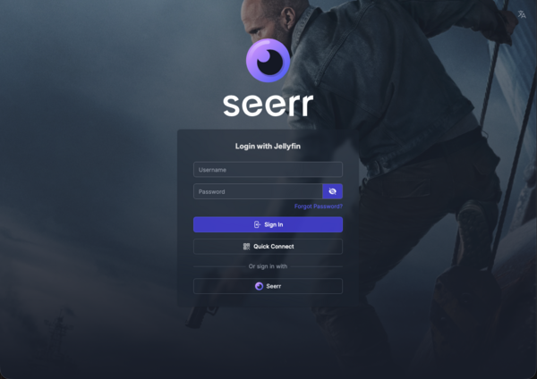 Seerr's "Sign in with Jellyfin" screen